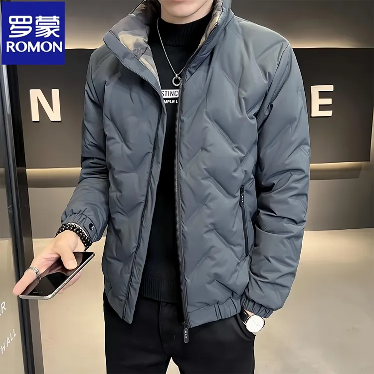 Romon/罗蒙轻薄羽绒服男士冬季新款潮牌立领夹克韩版时尚休闲外套