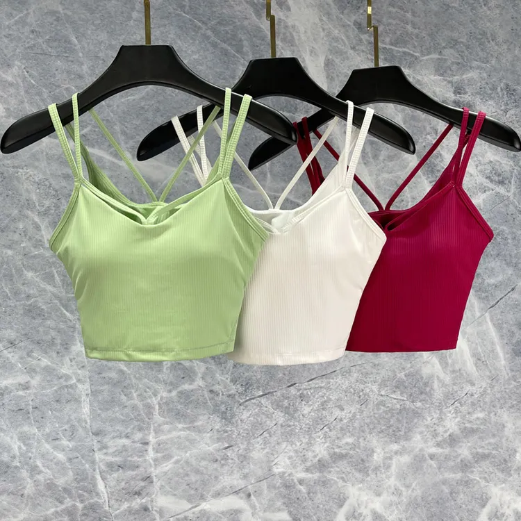 红色瑜伽服吊带上衣文胸女2025新款穿搭内衣气质绝美运动健身胸衣