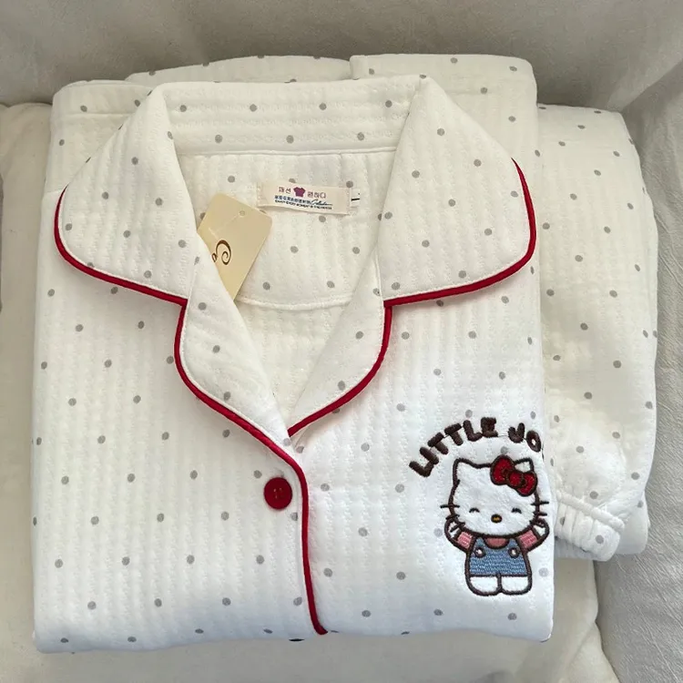 空气棉睡衣女款春秋冬季爆款2025新款网红夹层长袖长裤家居服套装