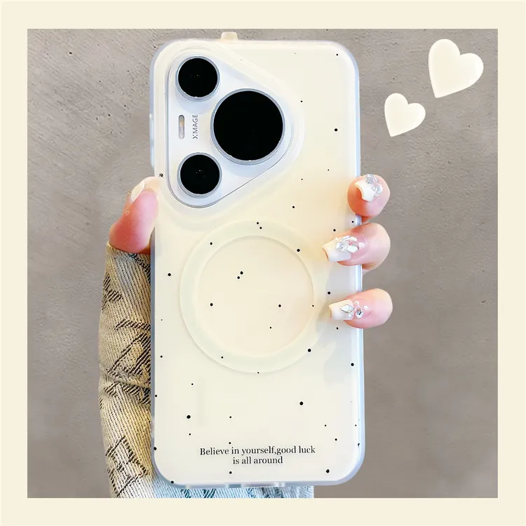 适用华为pura70pro+手机壳pura80pro纯色磁吸泼墨英文mate70pro