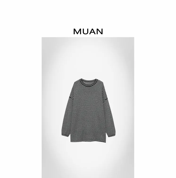 木岸MUAN：《懒人方舟毛衣》定制百搭简约宽松条纹毛衣上衣D-ST-5080