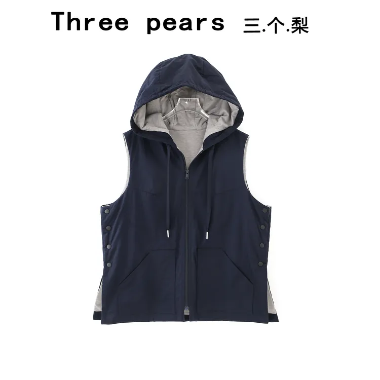 斗篷式连帽拉链马甲外套女2025秋冬装新款AA5502