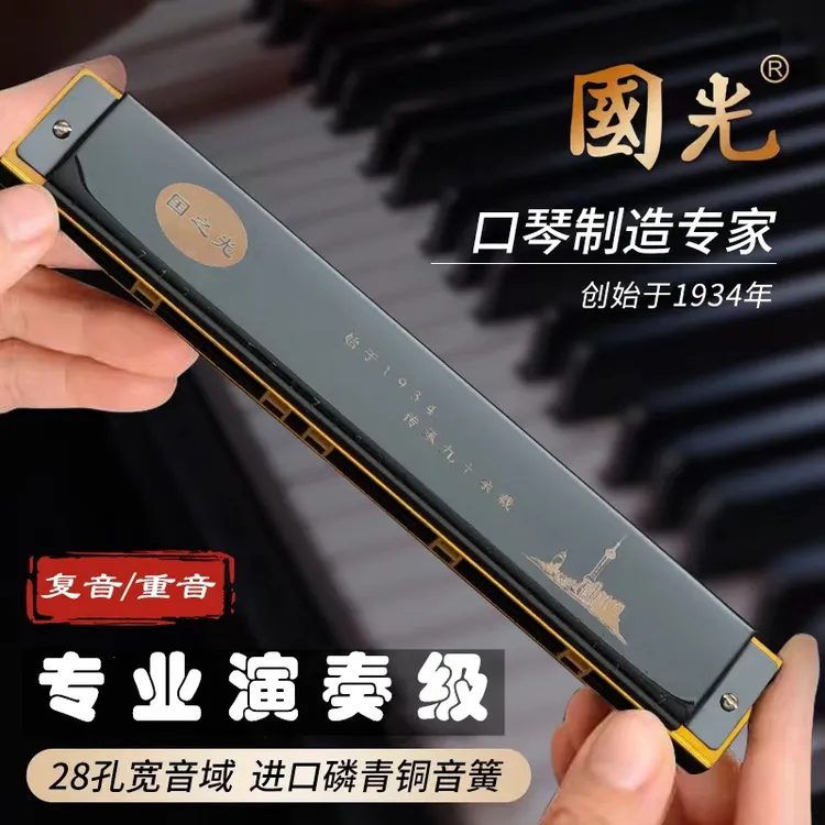 【国光口琴】升级款宽音域复音/重音C调24孔/28孔 演奏级初学者口琴