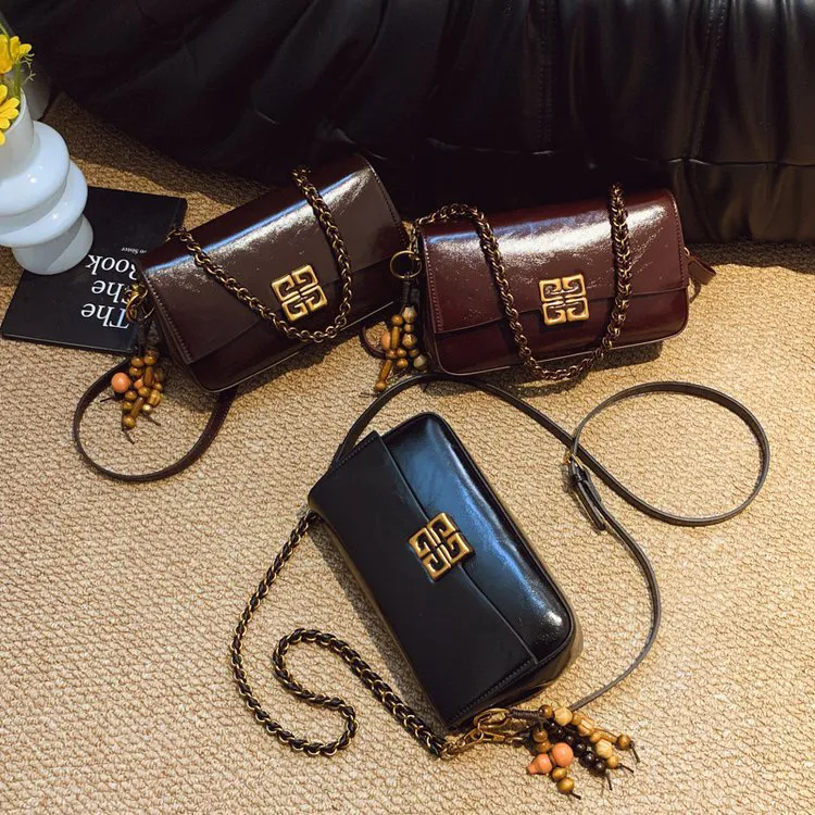 新款复古磨砂皮时尚链条单肩斜挎包包