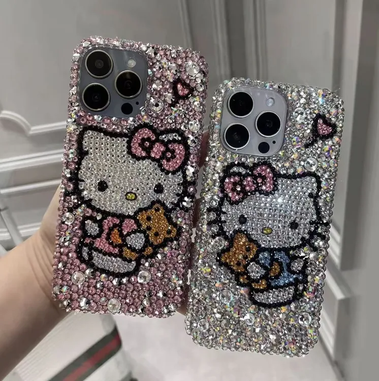 hellokitty手机壳闪钻适用于苹果16prohellokitty手机壳满钻diy