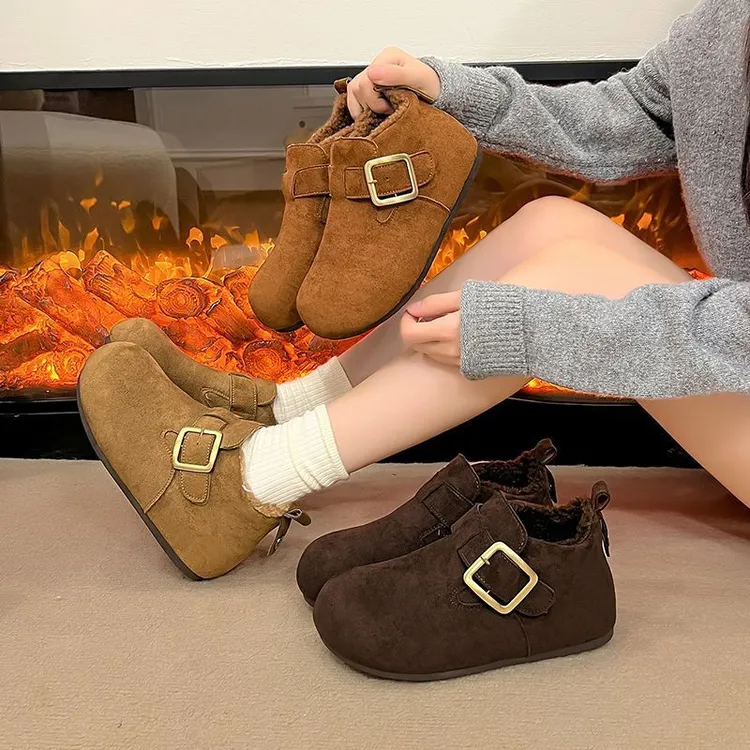 厚底内增高【4cm】加绒勃肯鞋女款2025冬季新款复古棉鞋保暖雪地靴