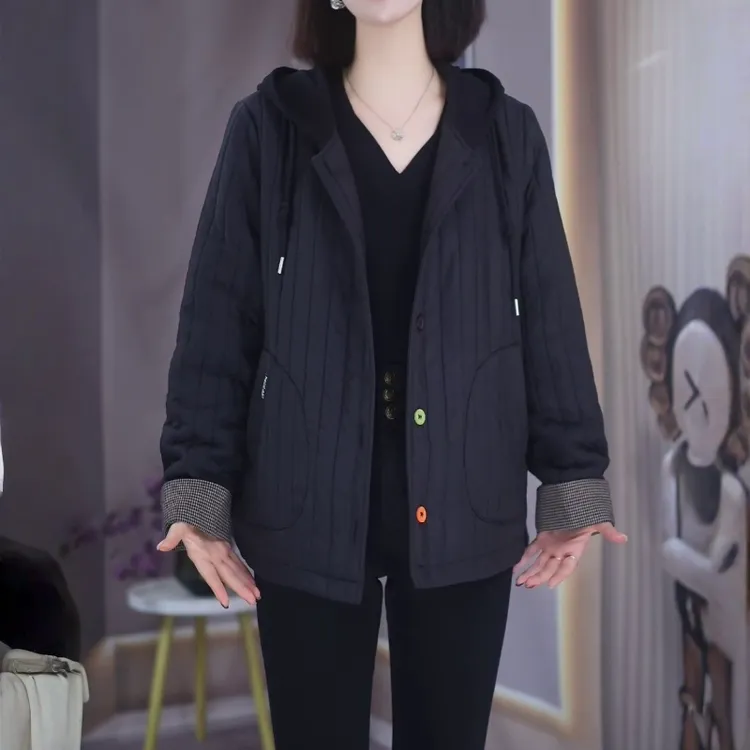 秋冬新款棉服外套女洋气减龄妈妈装宽松休闲新款加厚连帽棉袄上衣