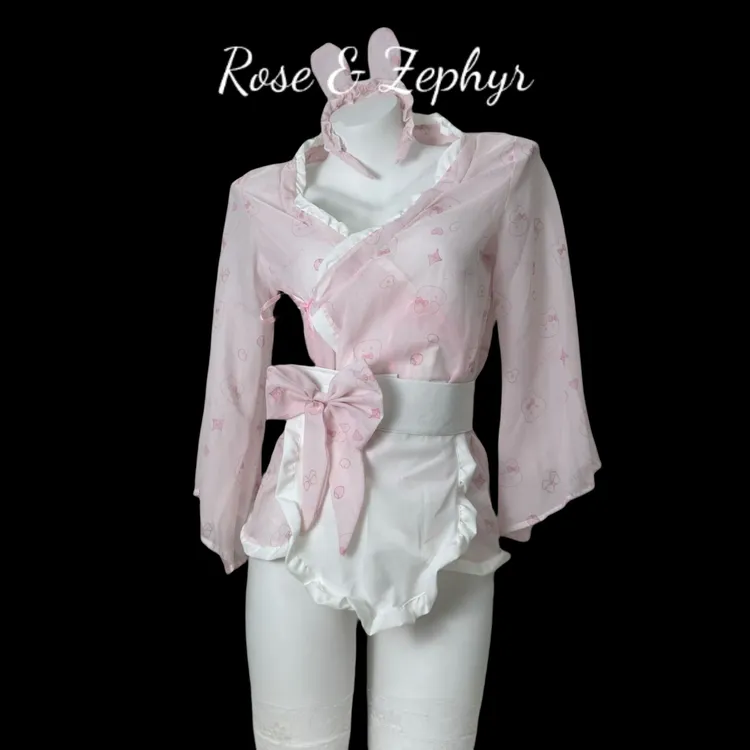 糯糯小兔叽  兔子印花纯欲情侣趣味战袍睡裙制服约会动漫