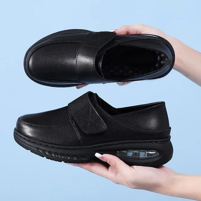 气垫护士鞋秋冬季软底不累脚厚底防滑黑色休闲透气平底医护工作鞋