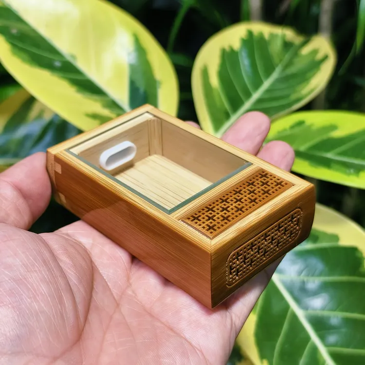 精品海派老玉竹榫卯结构带音响竹蛉盒金钟盒鸣虫盒虫具虫盒黄蛉盒