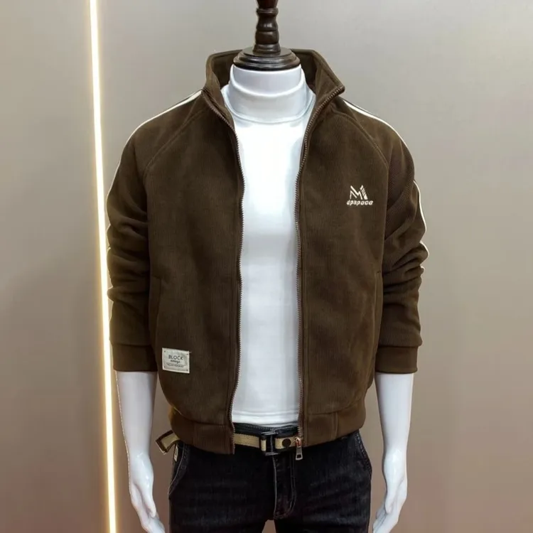 秋冬季新款刺绣修身立领时尚百搭潮流男士夹克外套