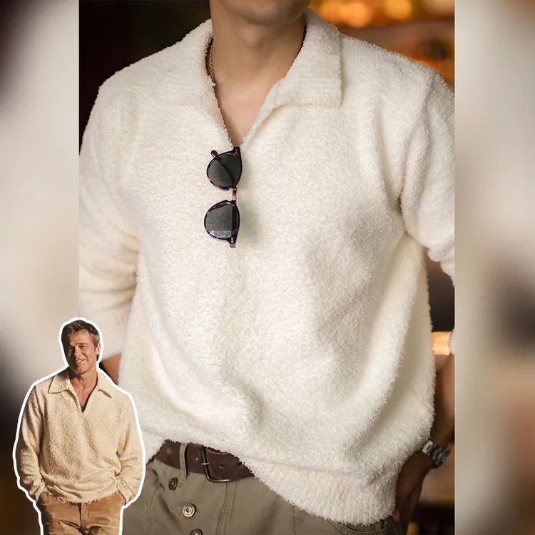 古叔的着纯色polo领男士打底衫秋季新款长袖套头海鸥领毛衣针织衫