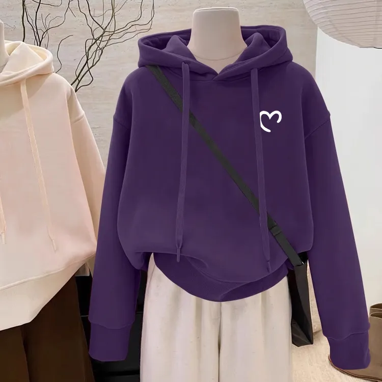 设计感小众秋冬新款2025加绒加厚套头连帽卫衣女常规宽松韩版外套