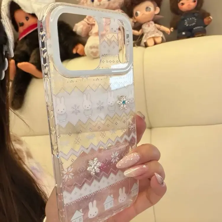 韩系费尔岛雪花米菲兔适用于苹果17ProMax手机壳保护套16pro/1514