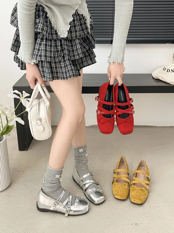 6CM红内增高单鞋女2025新款春夏晚晚芭蕾鞋子女ins潮牌百搭