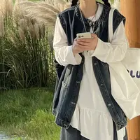 秋冬新款纯色无领大口袋慵懒风马夹01045款