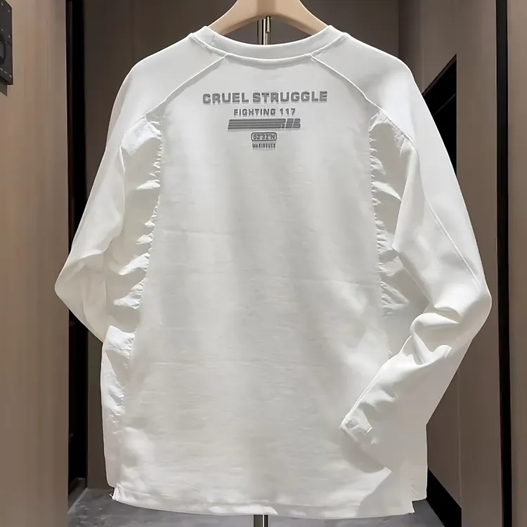 大码300斤春秋潮牌结构拼接卫衣男士时尚宽松百搭休闲长袖打底衫2