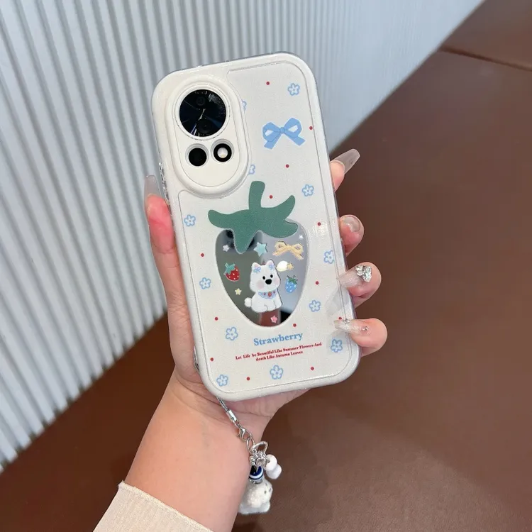 适用华为nova13手机壳新款nova12镜面可爱草莓小狗12pro防摔ultra