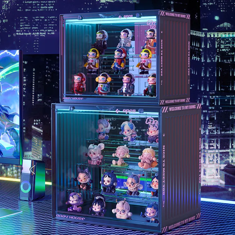 奇喵盲盒收纳展示架阶梯式大容量展示柜防尘透明泡泡玛特展示盒