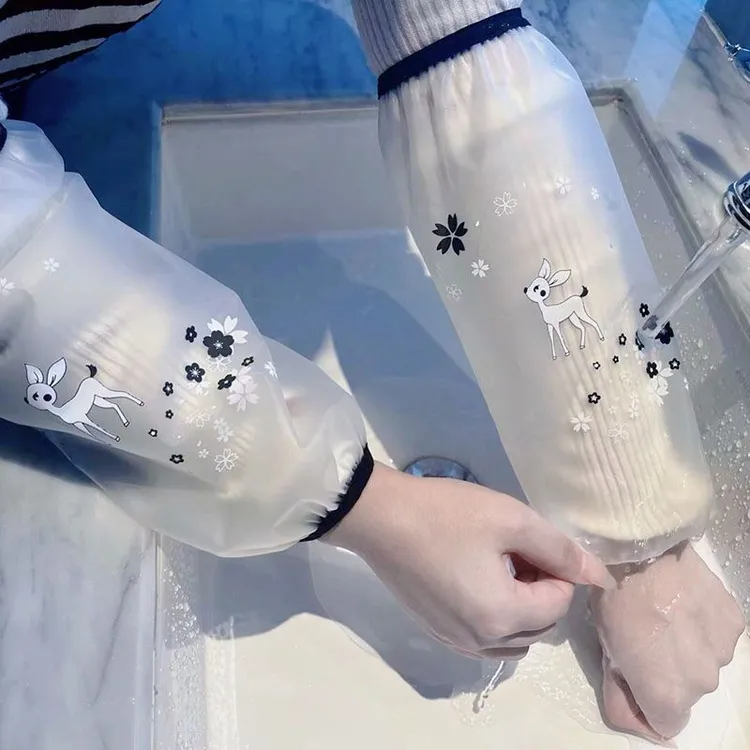 秋冬季透明防水袖套女韩版套袖厨房护袖学生工作防污成人袖套TJL