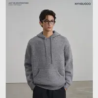 NYHSUGOO/南乙秋冬重磅大件连帽毛衣针织纯色男士3797毛衣外套
