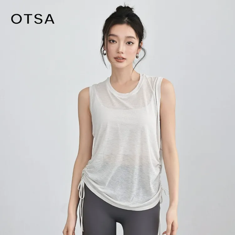 【OTSA】竹节纱运动背心宽松时尚瑜伽服罩衫夏跑步速干健身背心221