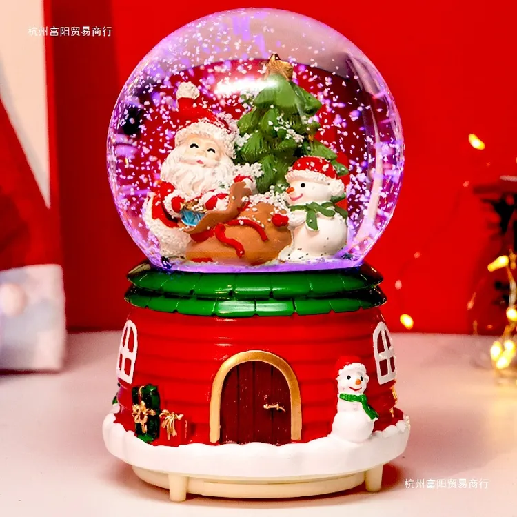 创意儿童圣诞小礼物装饰品摆件水晶球桌面布置平安夜音乐盒