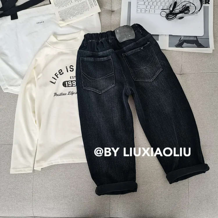杭州六小六正版BY LIUXIAOLIU秋冬季儿童加绒牛仔裤17899
