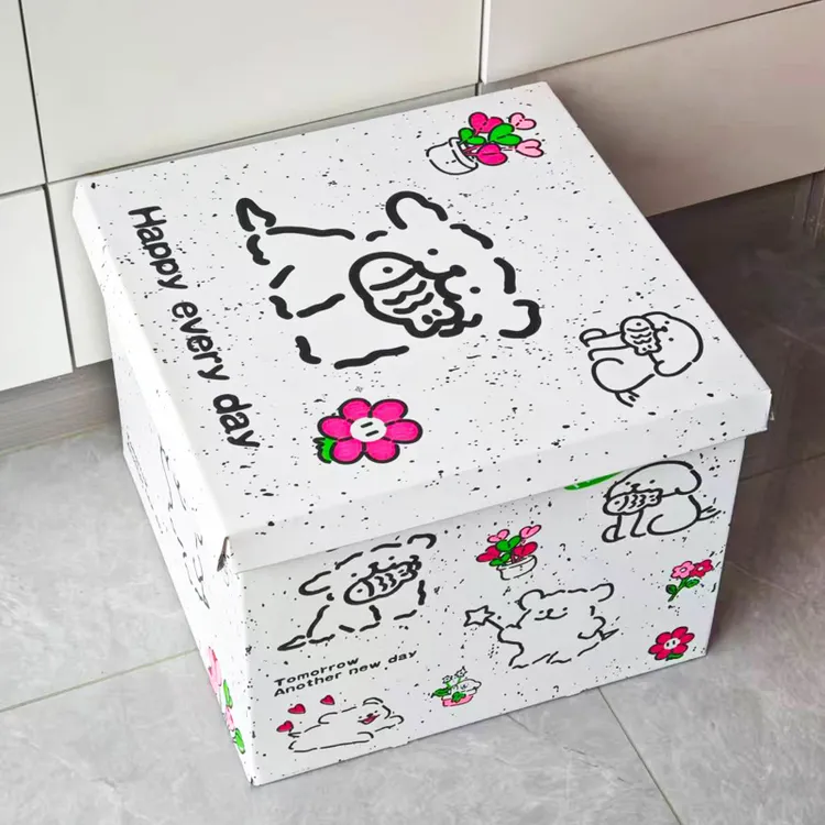 线条小狗礼盒空盒子包装盒生日零食纸箱礼物可爱收纳盒大号礼品盒