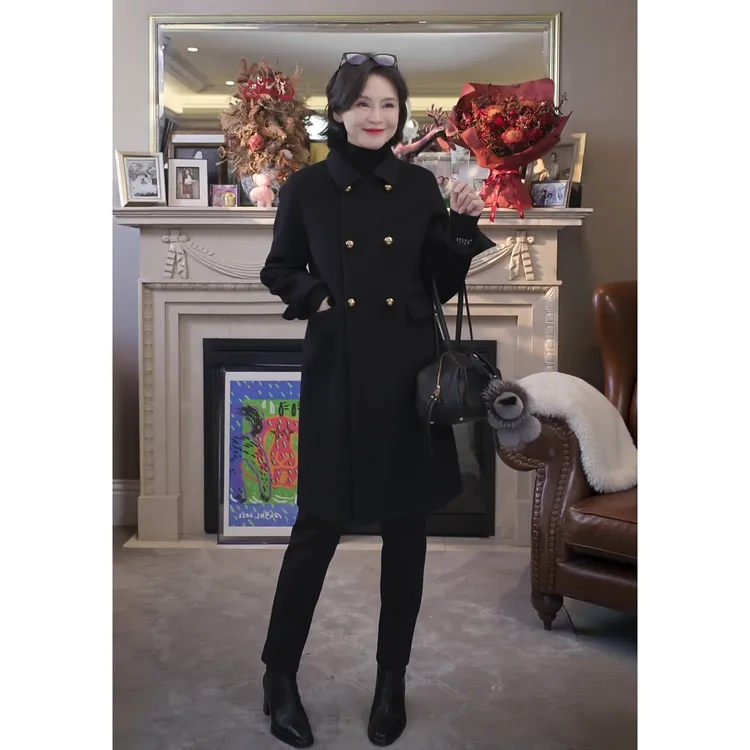 我是摩羯黑标新古典主义 90支秘鲁苏力羊驼绒山羊绒秋冬外套