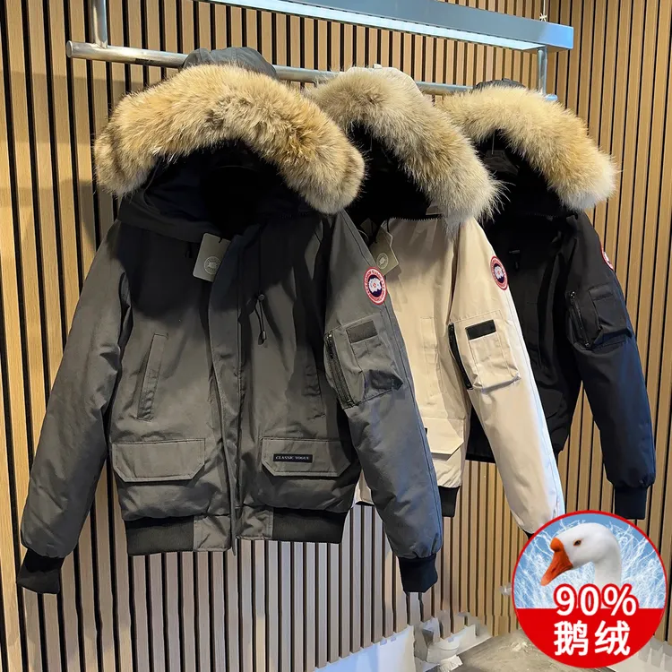 大鹅苗01款飞行员夹克羽绒服男女款冬季防寒服保暖情侣短款鹅绒服