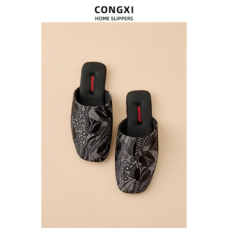 百搭春秋拖鞋女 黑色拖鞋喜庆红色拖鞋微弹牛筋防滑底可居家外穿