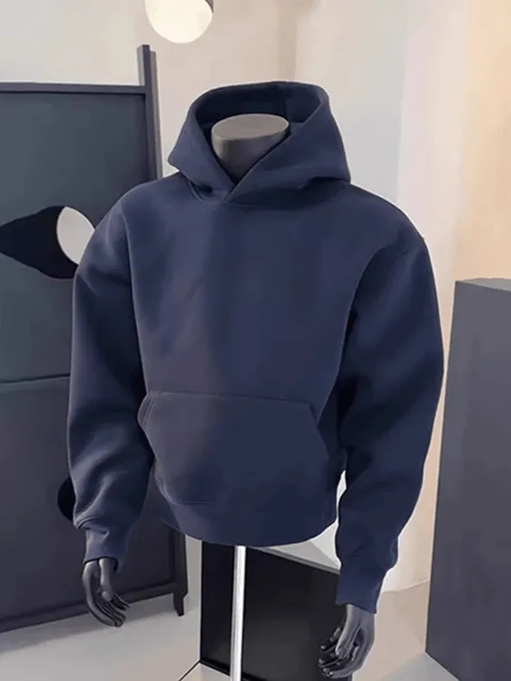 加肥加大码300斤600g重磅藏蓝色连帽卫衣男秋冬加绒加厚宽松外套