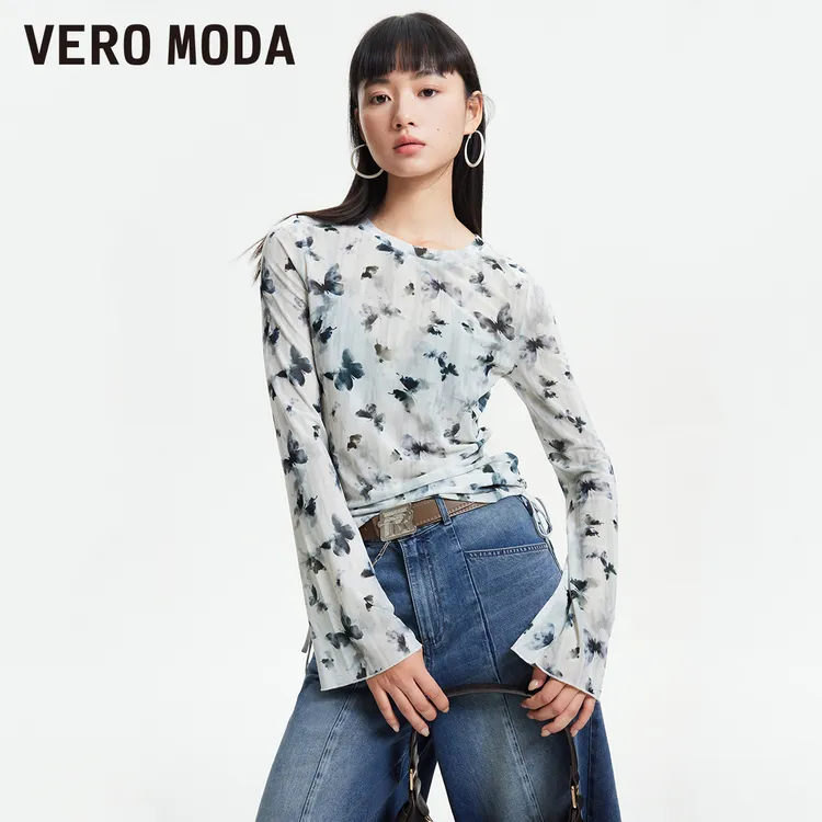 Vero Moda上衣【小蝴蝶】小众洋气蝴蝶印花皮肤衣时尚325302001