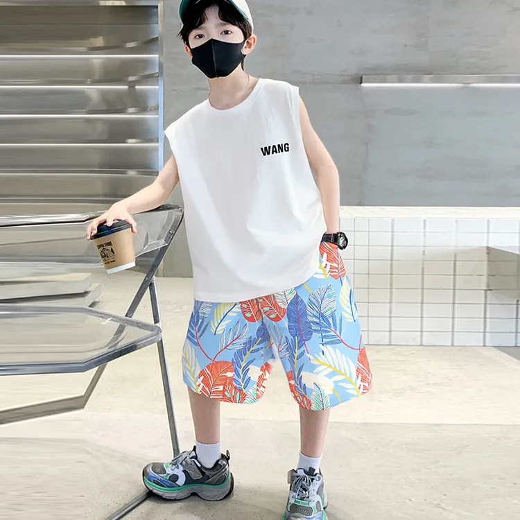 男童夏装套装2025新款儿童中大童男孩夏季无袖两件套薄款宽松潮酷