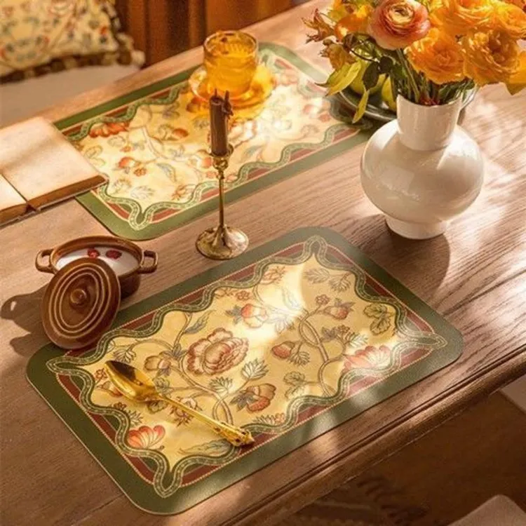 复古欧式皮革餐垫美式轻奢家用西餐垫隔热餐桌防滑垫防水防油桌垫