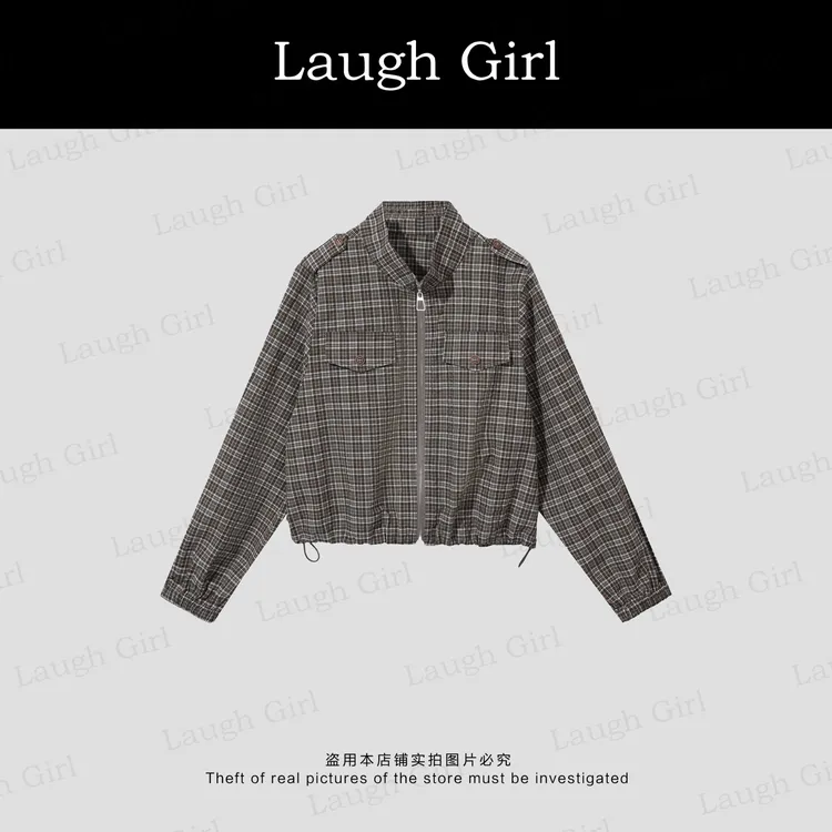 楚楚君Laugh girl秀场同款【西雅图】纯欲慵懒风格子外套WL53201J