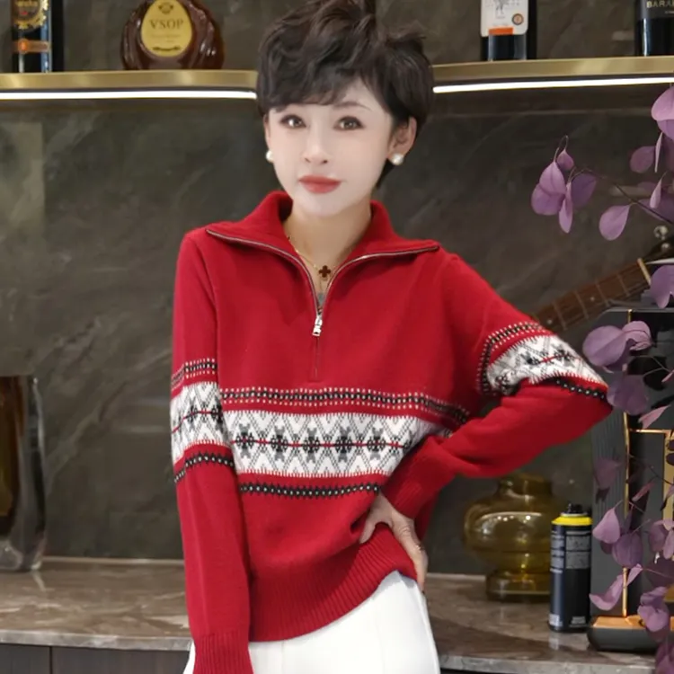 【美式费尔岛】立领半拉链加厚针织衫MG8553