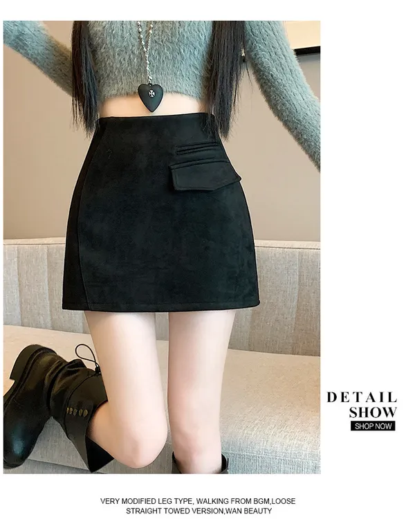 2025秋冬新款a字高腰时尚百搭显瘦韩版毛呢半身裙