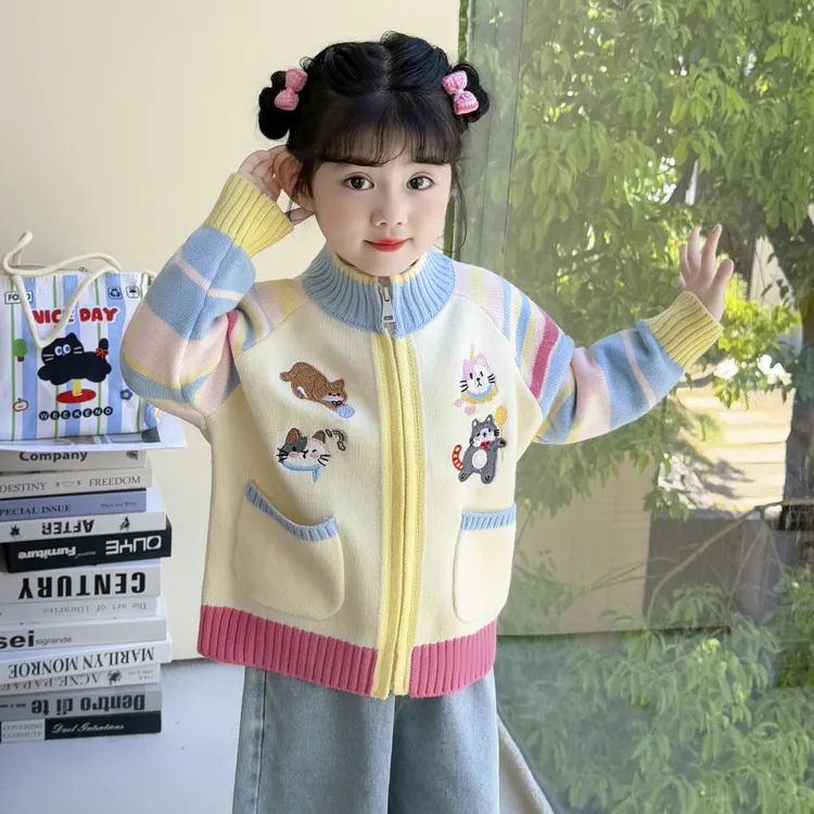 女童秋装开衫外套可爱超萌儿童衣服女宝宝秋季针织衫上衣韩版童装