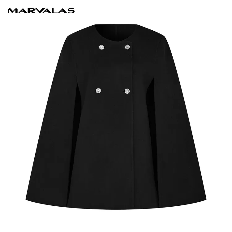 【专柜同款】M426307177曼德诗全羊毛外套斗篷双面呢大衣