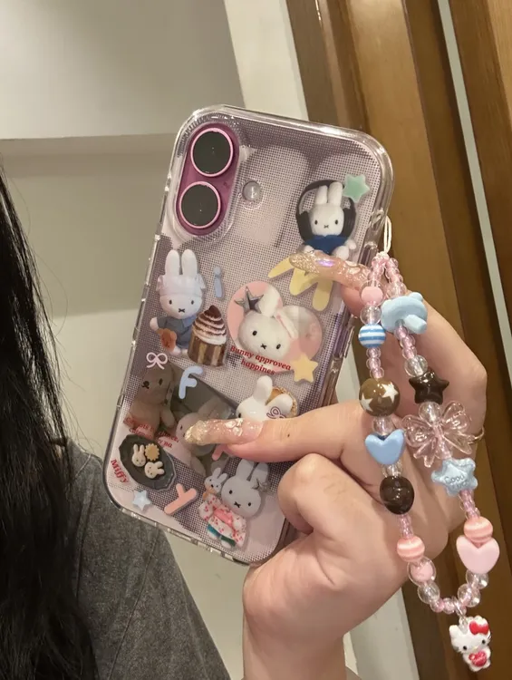 圆边古早卡通像素兔子适用苹果16promax手机壳iphone15新款14/13