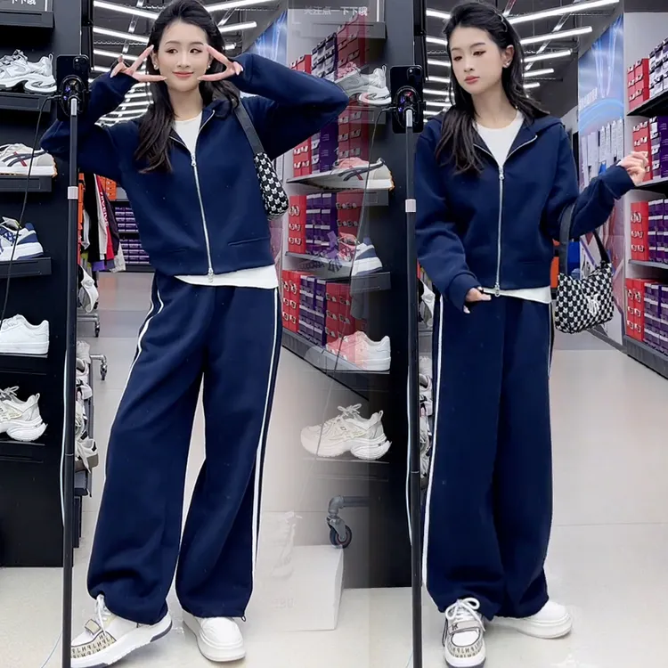 设计感小个子运动服套装女2025年春秋新款休闲外套阔腿裤两件套潮