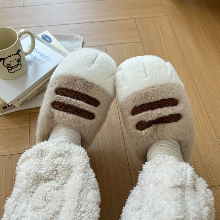 可爱猫爪棉拖鞋女款冬季新款爆款居家外穿加厚毛绒保暖毛毛鞋女生