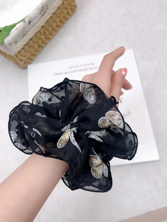 新中式复古轻纱发圈甜美风女简约百搭小众轻奢发饰新款{淡雅蝴蝶}