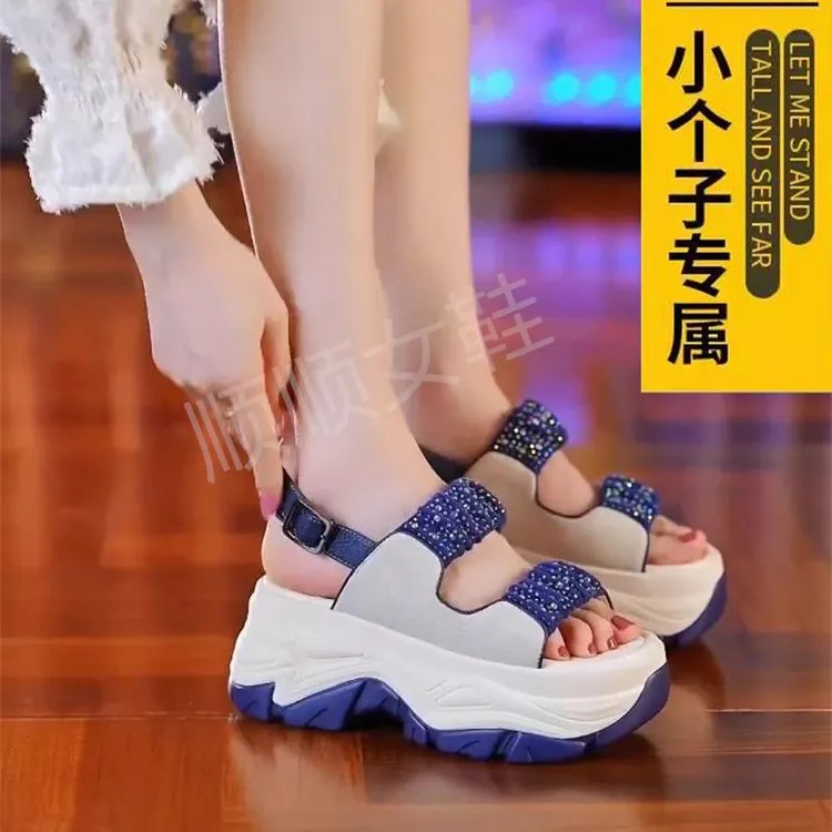 厚底增高松糕运动凉鞋女外穿2025年夏季新款百搭休闲沙滩罗马鞋女