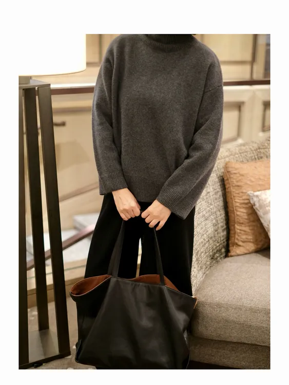 oldCEL1NE重磅康赛妮100羊绒高领宽松针织衫秋冬时尚保暖