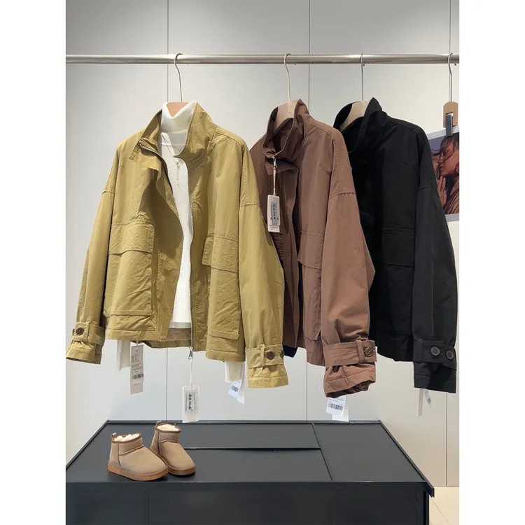 高性价比！莼棉保暖高质有型气质立领拉链大口袋复古夹棉厚款棉服