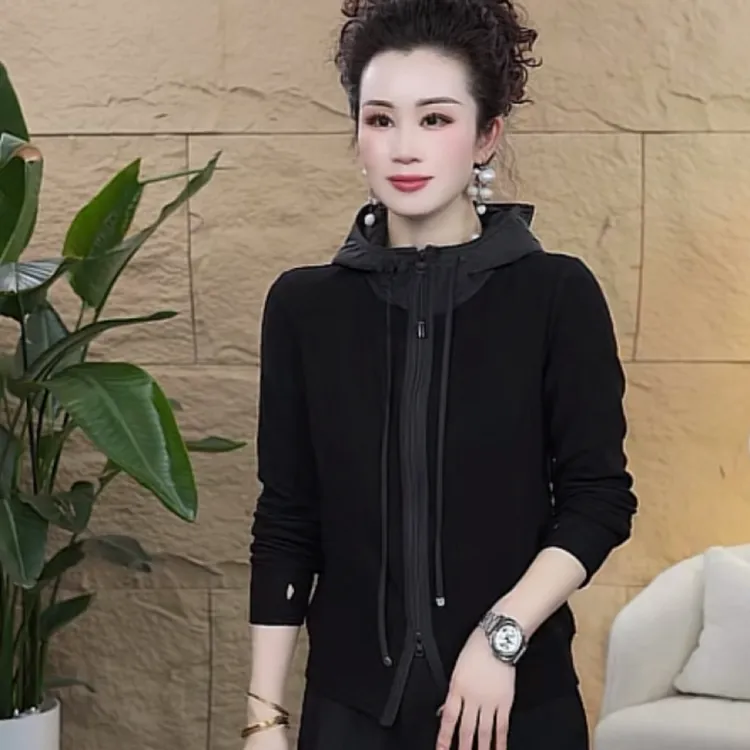 【歌莱图】2025秋冬新款时尚百搭双面绒连帽外套休闲长袖上衣#2585
