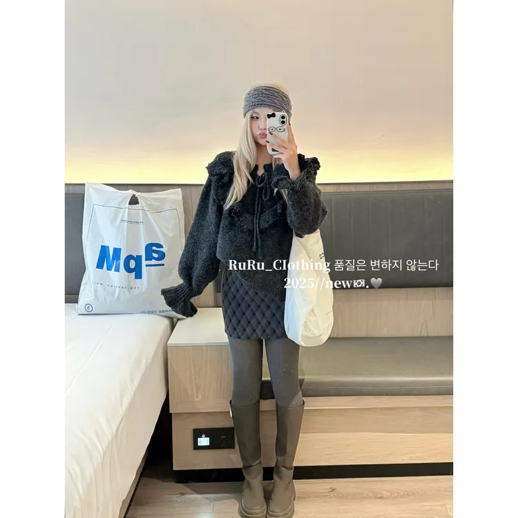 RURU-CLOTHING-荷叶边法式减龄洋气显瘦保暖毛衣8398